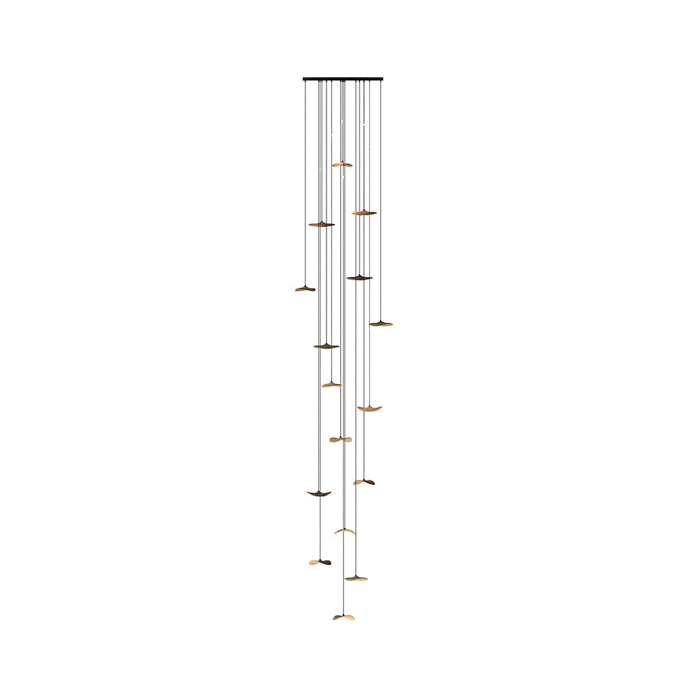 Abbott Modern Minimalist Empty Leaf Metal Wood Chandelier - Lamp Outdoor