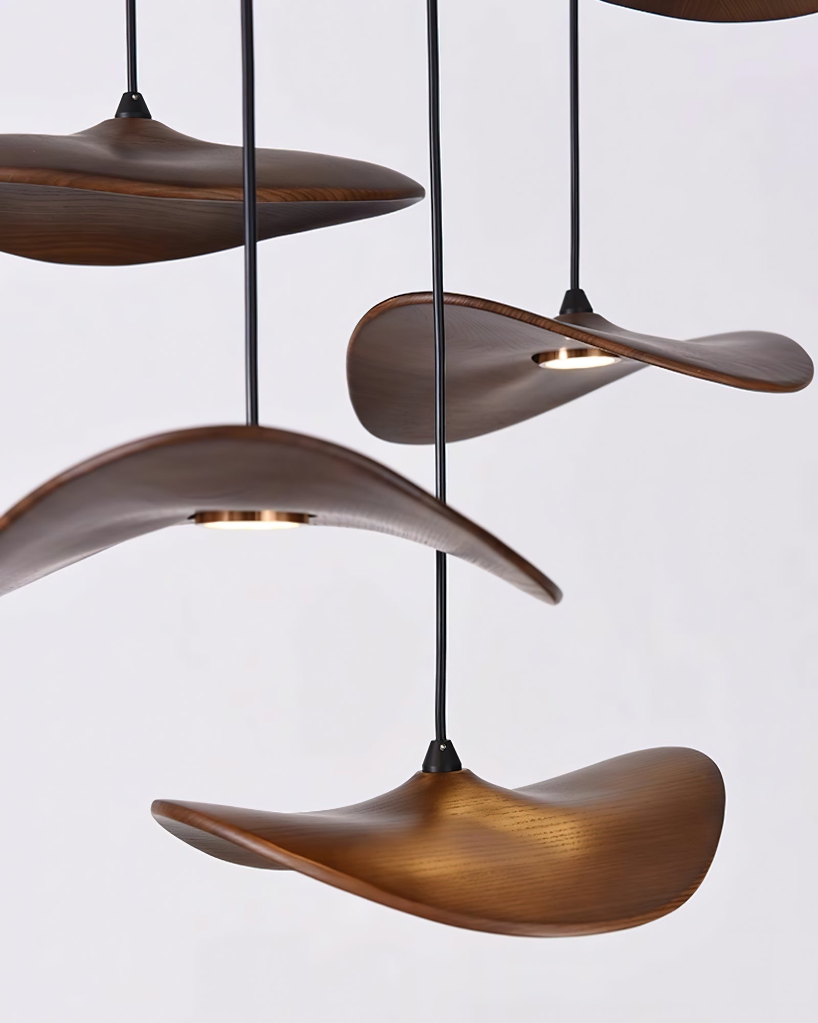 Abbott Modern Minimalist Empty Leaf Metal Wood Chandelier - Lamp Outdoor