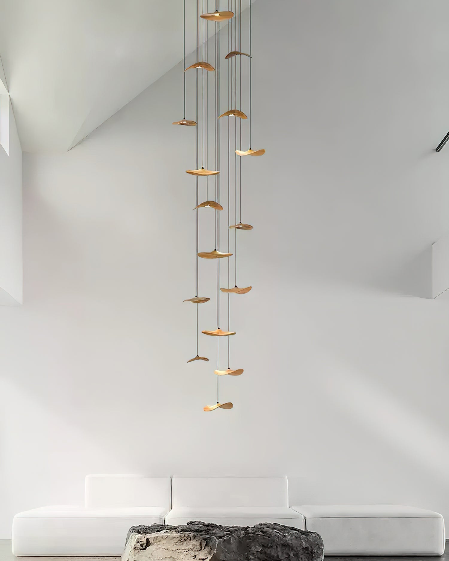 Abbott Modern Minimalist Empty Leaf Metal Wood Chandelier - Lamp Outdoor