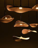 Abbott Modern Minimalist Empty Leaf Metal Wood Chandelier - Lamp Outdoor