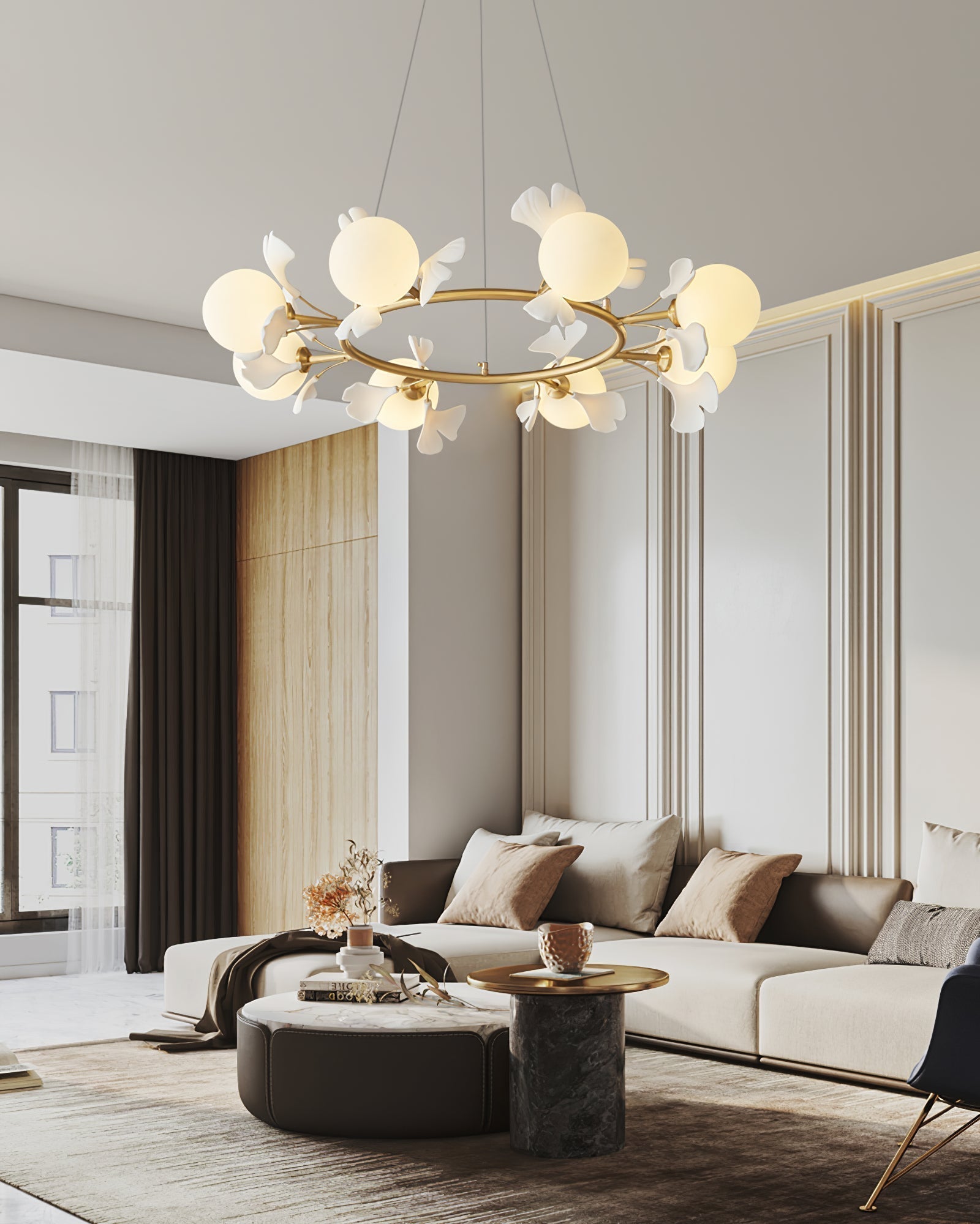 Evenielis Floral Brass Chandelier - Lamp Outdoor