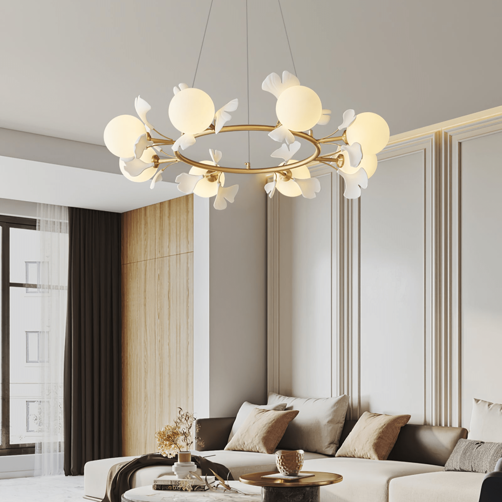 Evenielis Floral Brass Chandelier - Lamp Outdoor
