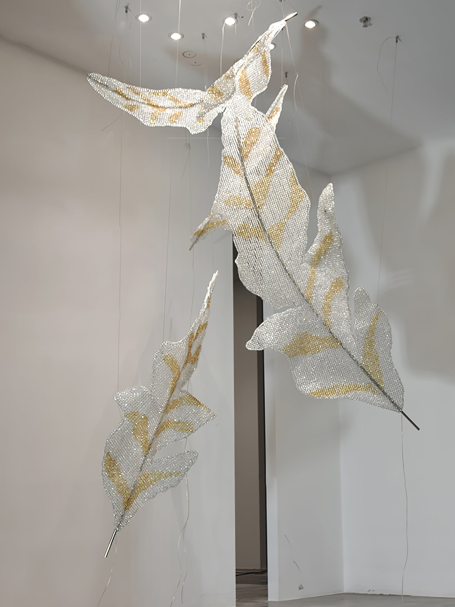 Zeshaen Individual Creativity Falling Leaves Glass Chandelier - Lamp Outdoor