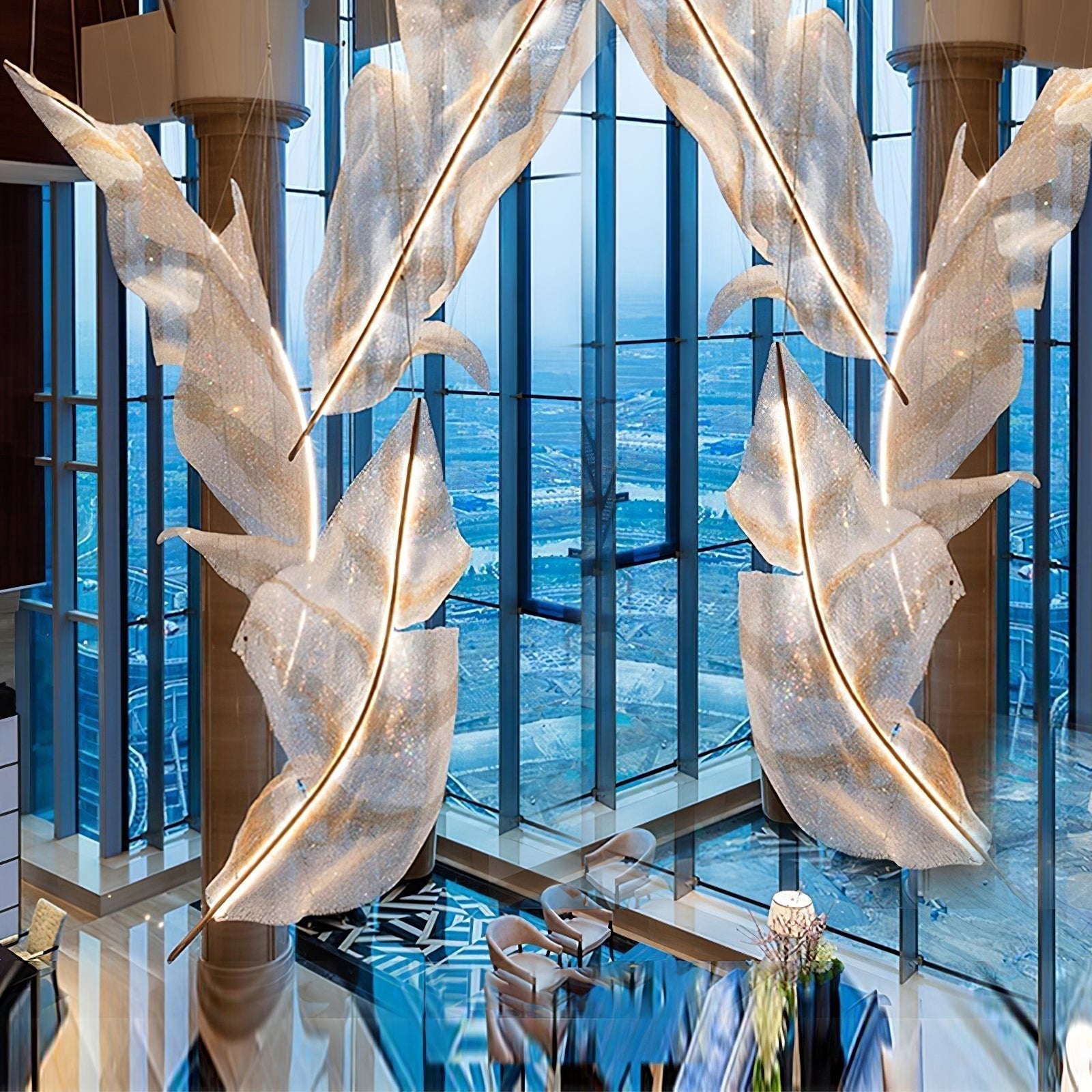 Zeshaen Individual Creativity Falling Leaves Glass Chandelier - Lamp Outdoor