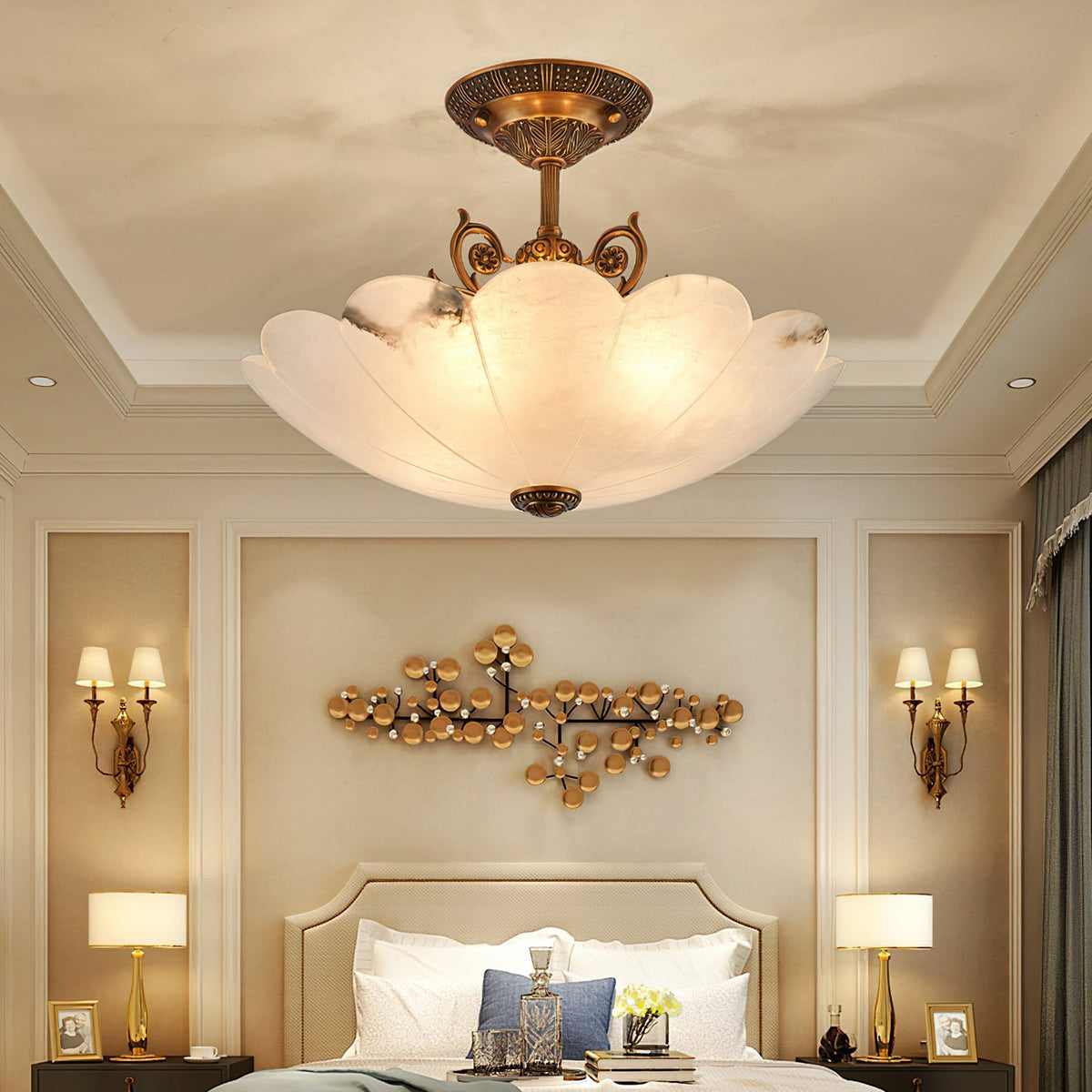 Rosemary Retro Alabaster Ceiling Light