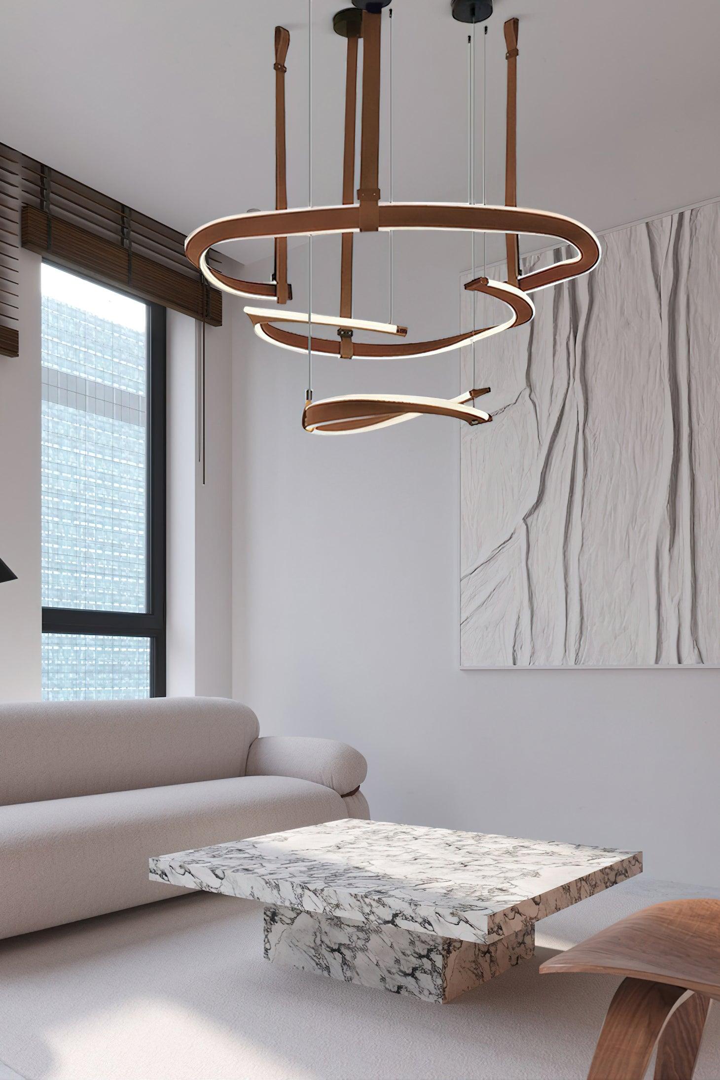 Cesorora Curved Artificial Leather Chandelier - Lamp Outdoor