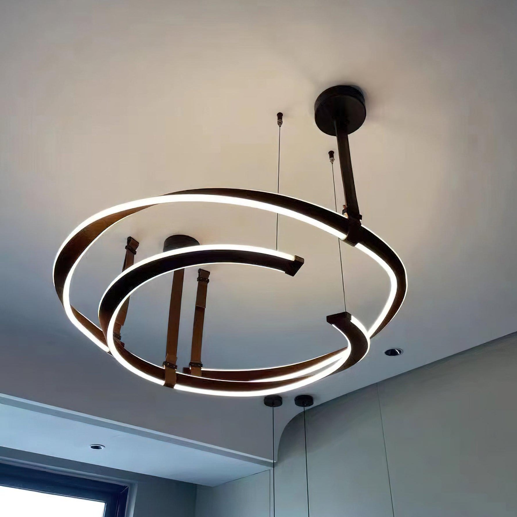 Cesorora Curved Artificial Leather Chandelier - Lamp Outdoor