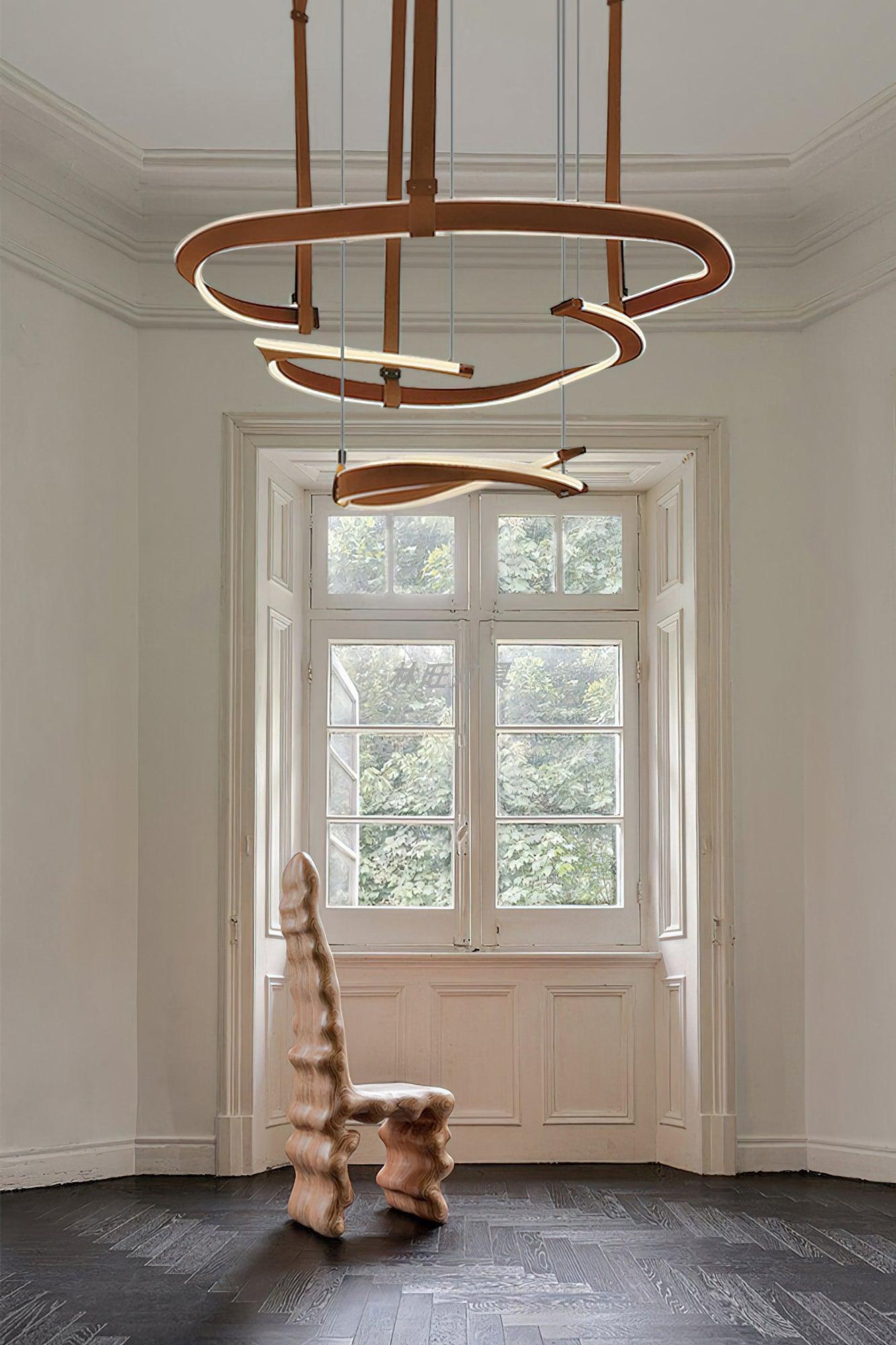 Cesorora Curved Artificial Leather Chandelier - Lamp Outdoor