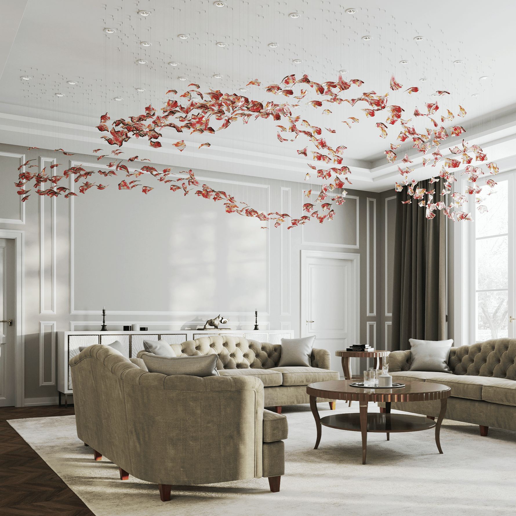 Elmiros Petal Glass Chandelier - Lamp Outdoor
