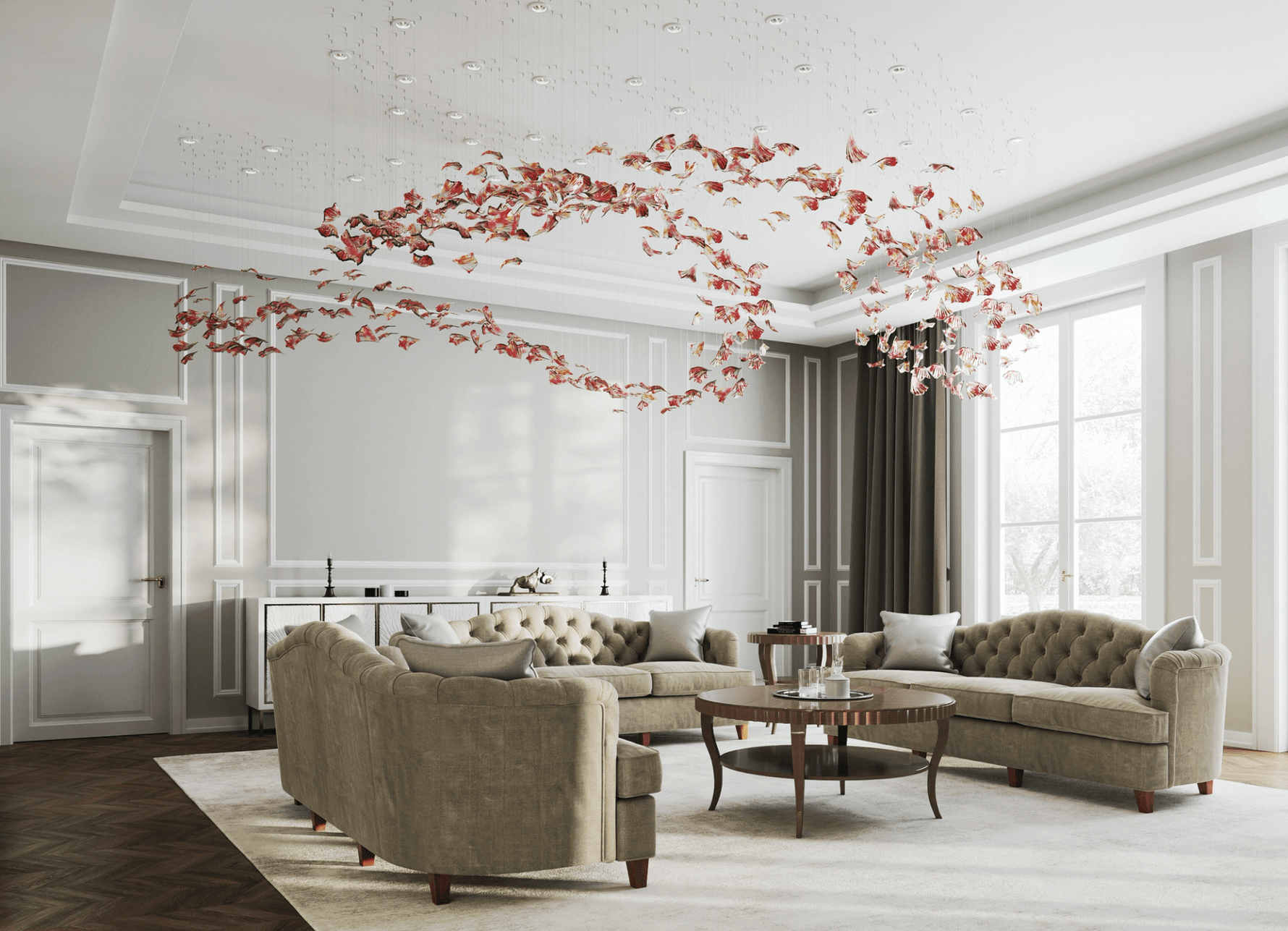 Elmiros Petal Glass Chandelier - Lamp Outdoor