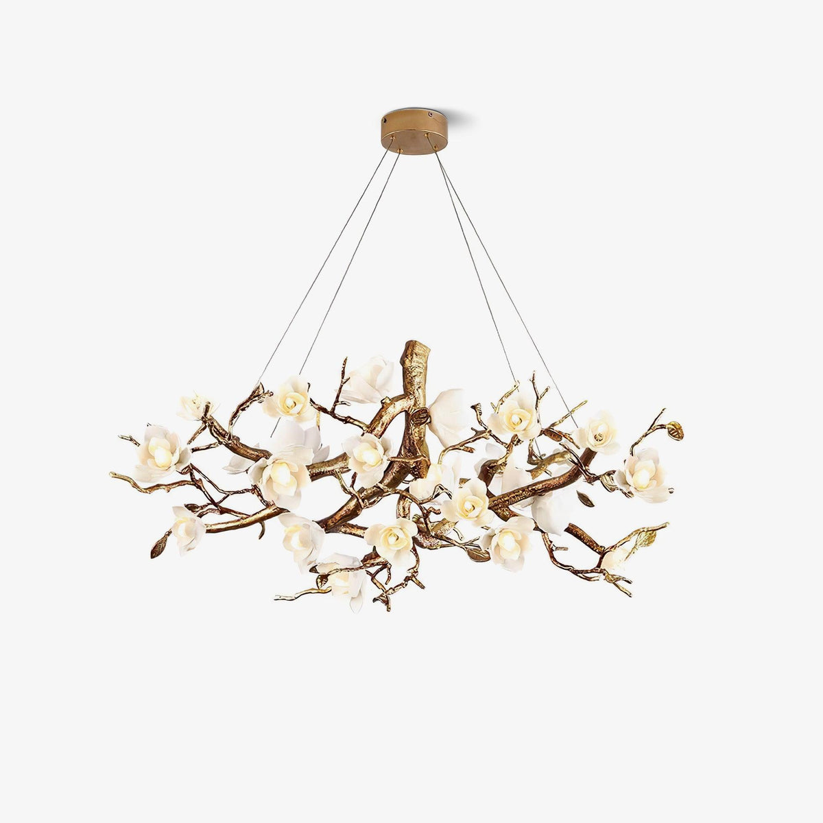 Avaros Postmodern Luxury Flower Bloom Branch Brass Ceramic Chandelier - Lamp Outdoor