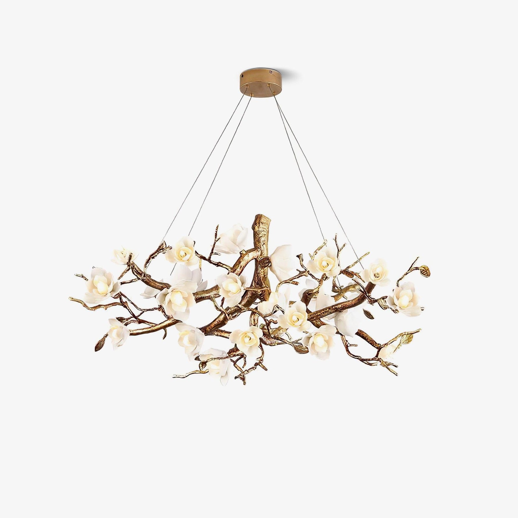 Avaros Postmodern Luxury Flower Bloom Branch Brass Ceramic Chandelier - Lamp Outdoor