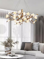 Avaros Postmodern Luxury Flower Bloom Branch Brass Ceramic Chandelier - Lamp Outdoor