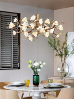 Avaros Postmodern Luxury Flower Bloom Branch Brass Ceramic Chandelier - Lamp Outdoor