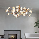 Avaros Postmodern Luxury Flower Bloom Branch Brass Ceramic Chandelier - Lamp Outdoor