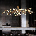 Avaros Postmodern Luxury Flower Bloom Branch Brass Ceramic Chandelier - Lamp Outdoor
