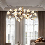 Avaros Postmodern Luxury Flower Bloom Branch Brass Ceramic Chandelier - Lamp Outdoor
