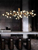 Avaros Postmodern Luxury Flower Bloom Branch Brass Ceramic Chandelier - Lamp Outdoor