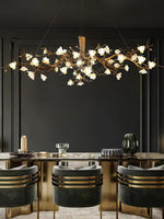 Avaros Postmodern Luxury Flower Bloom Branch Brass Ceramic Chandelier - Lamp Outdoor