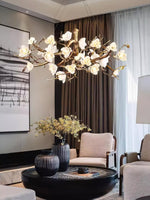 Avaros Postmodern Luxury Flower Bloom Branch Brass Ceramic Chandelier - Lamp Outdoor