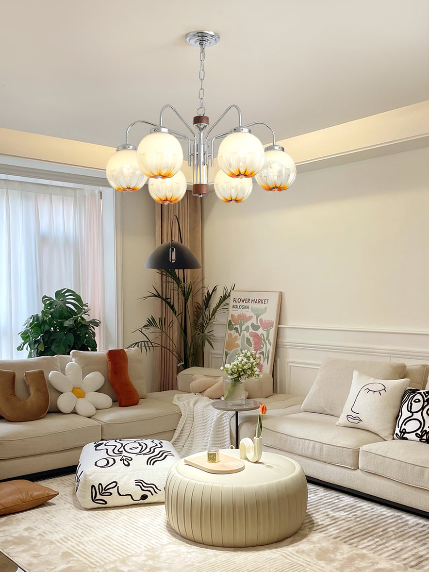 Ulliria Nordic Art Flower Walnut Glass Chandelier - Lamp Outdoor