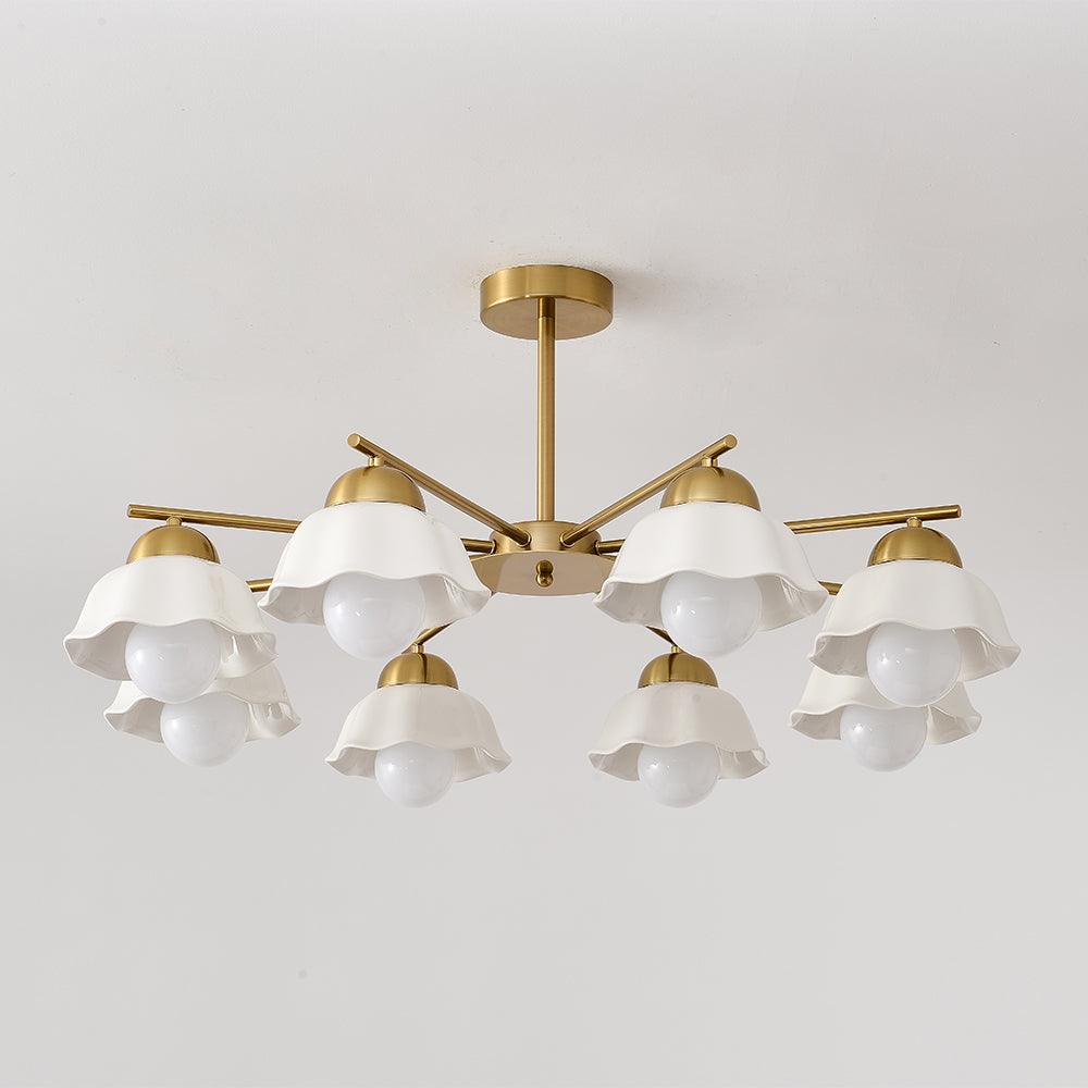 Zasila Nordic Art Flower Shade Metal Ceramics Chandelier - Lamp Outdoor