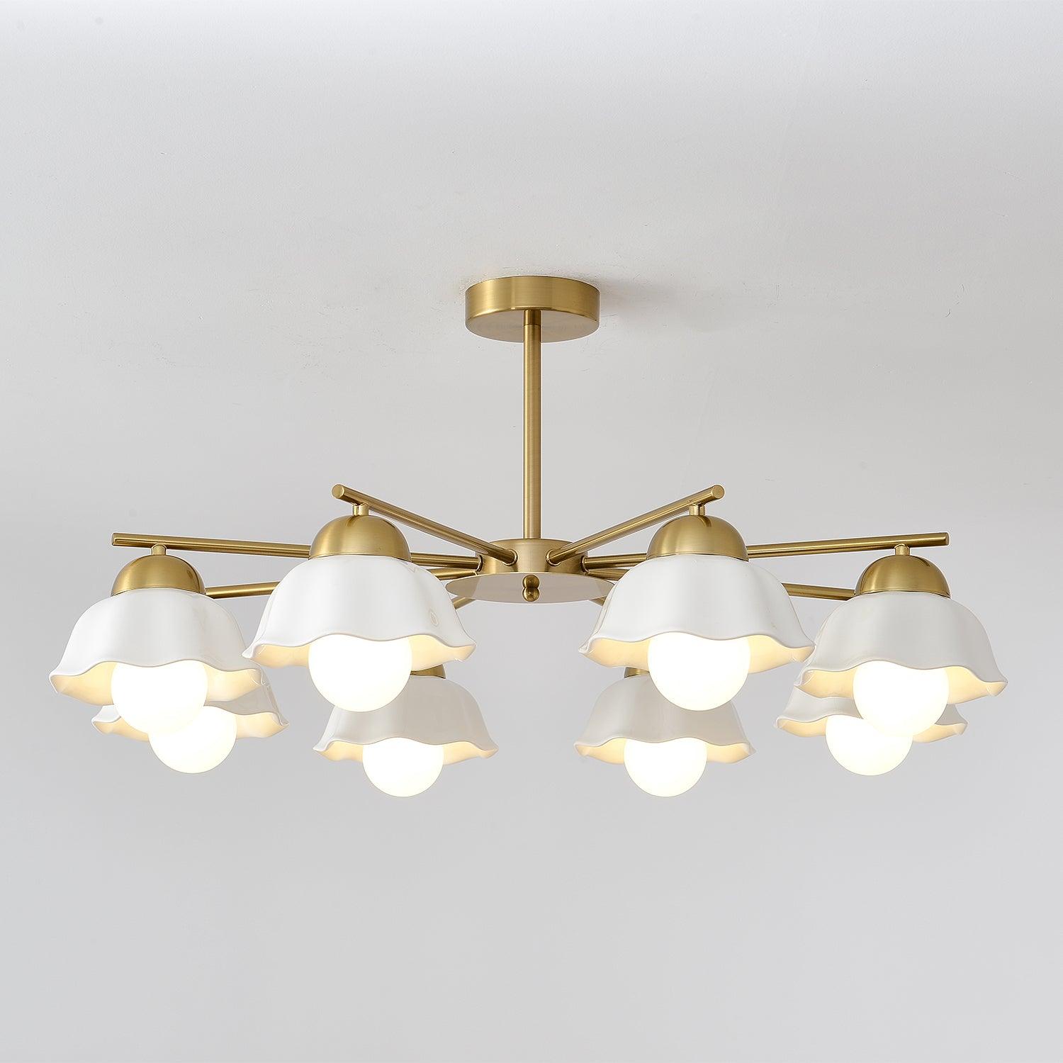 Zasila Nordic Art Flower Shade Metal Ceramics Chandelier - Lamp Outdoor