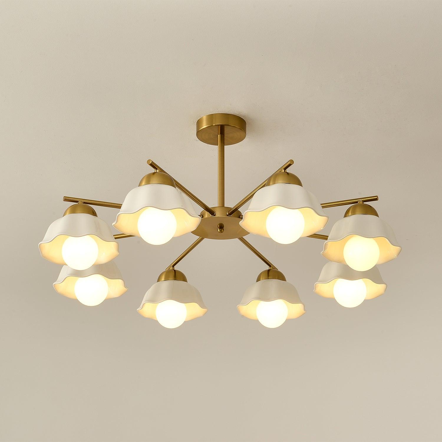Zasila Nordic Art Flower Shade Metal Ceramics Chandelier - Lamp Outdoor