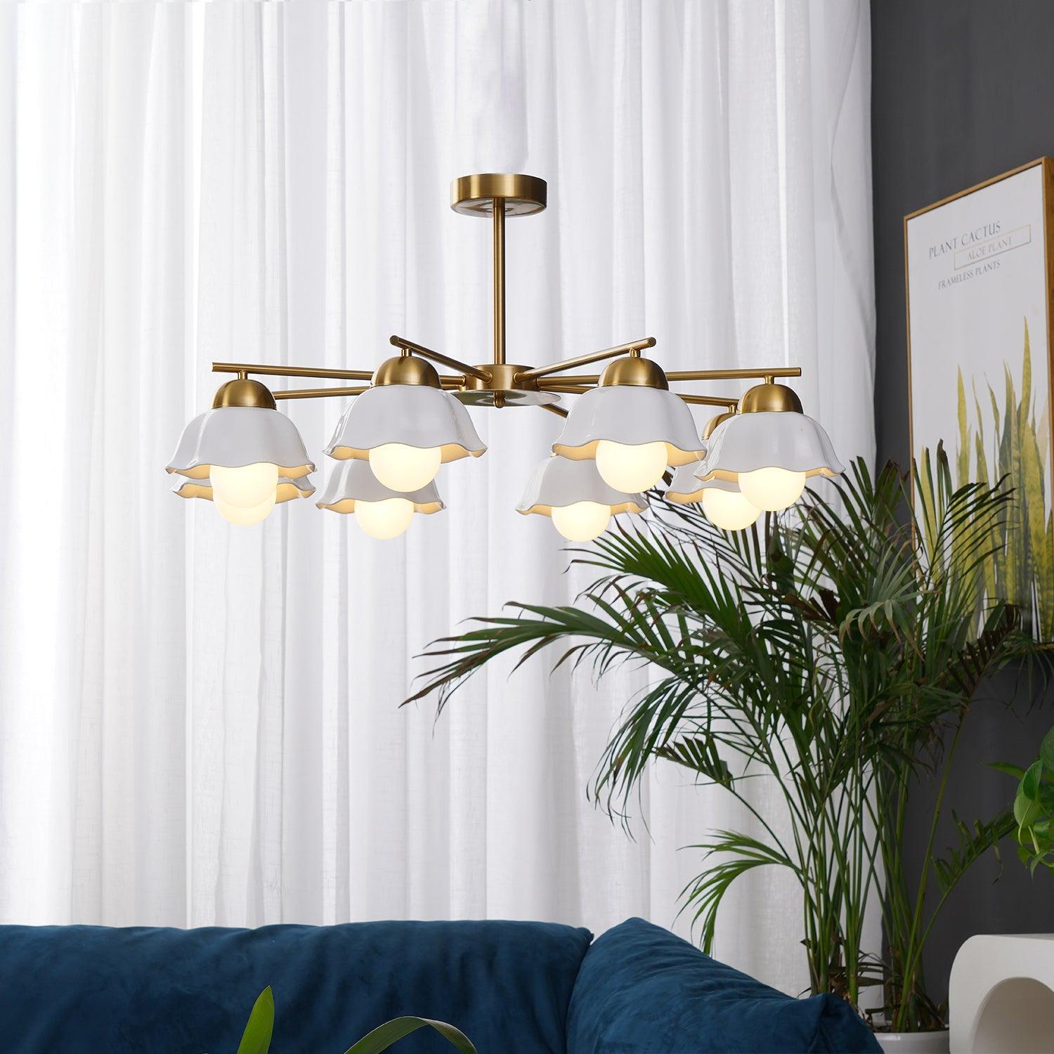 Zasila Nordic Art Flower Shade Metal Ceramics Chandelier - Lamp Outdoor