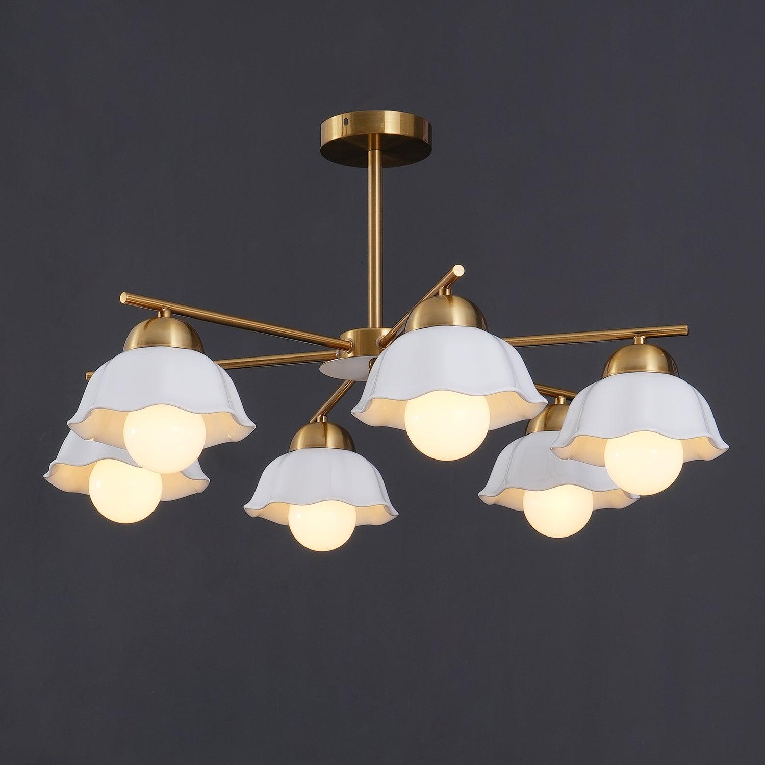 Zasila Nordic Art Flower Shade Metal Ceramics Chandelier - Lamp Outdoor
