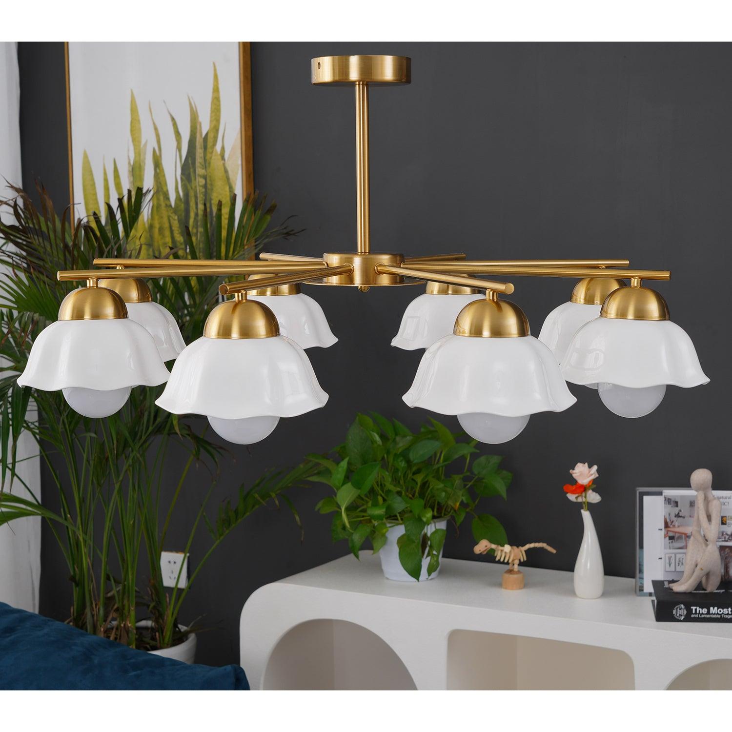 Zasila Nordic Art Flower Shade Metal Ceramics Chandelier - Lamp Outdoor