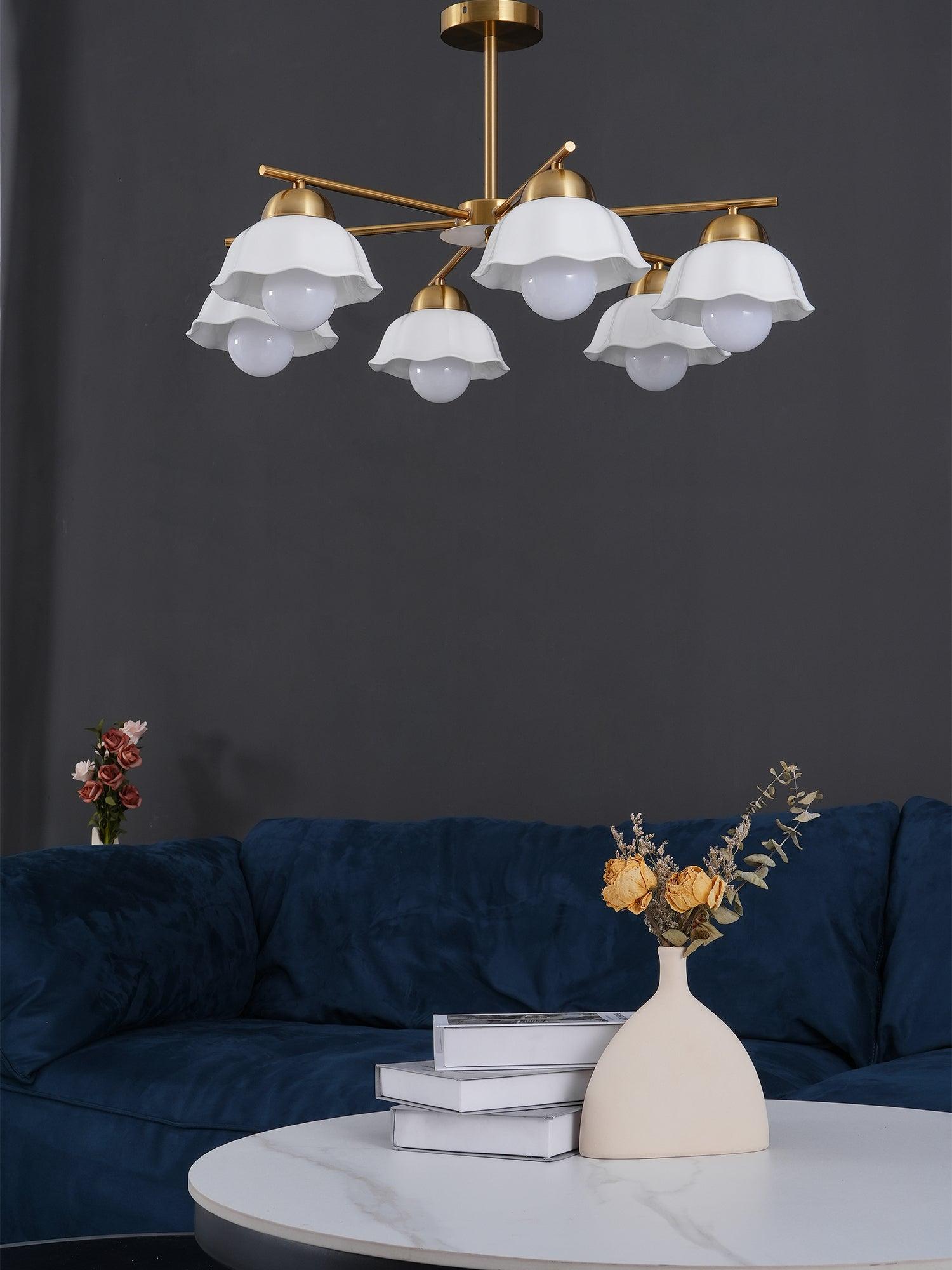 Zasila Nordic Art Flower Shade Metal Ceramics Chandelier - Lamp Outdoor