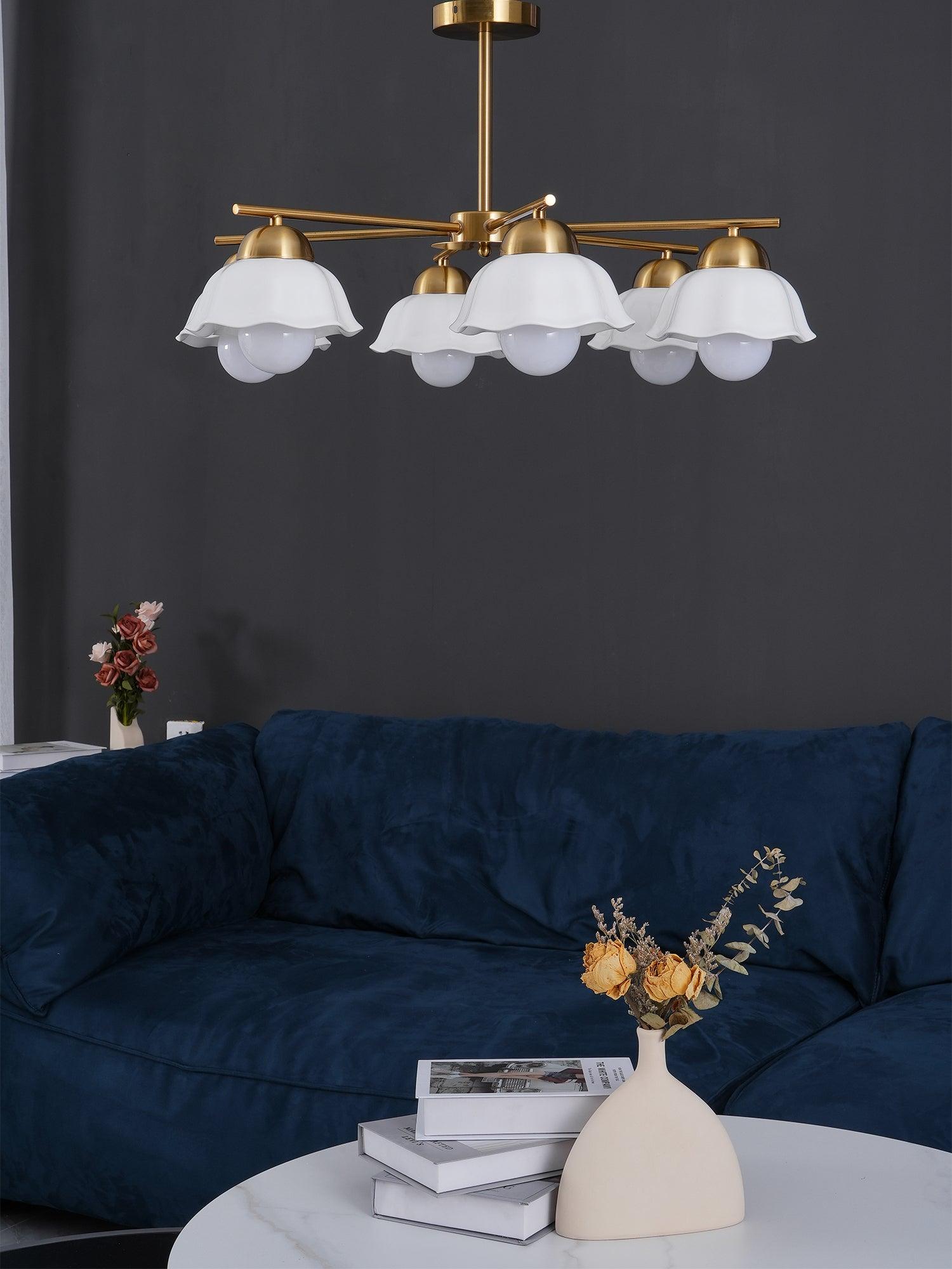 Zasila Nordic Art Flower Shade Metal Ceramics Chandelier - Lamp Outdoor