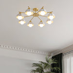 Zasila Nordic Art Flower Shade Metal Ceramics Chandelier - Lamp Outdoor