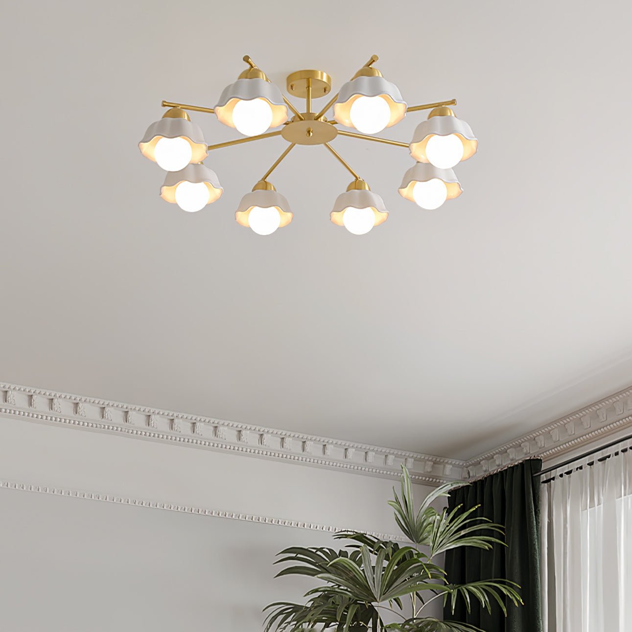 Zasila Nordic Art Flower Shade Metal Ceramics Chandelier - Lamp Outdoor