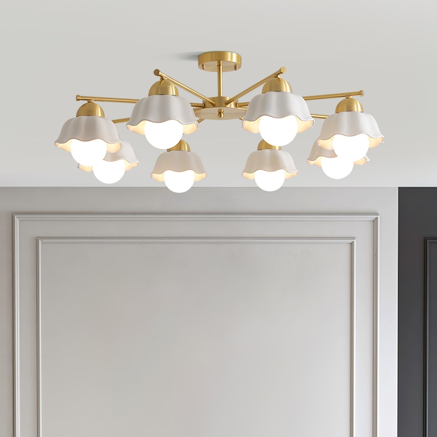 Zasila Nordic Art Flower Shade Metal Ceramics Chandelier - Lamp Outdoor