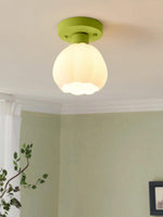 Flower Shaded Semi Flushmount Light - Lamp Outdoor