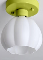 Flower Shaded Semi Flushmount Light - Lamp Outdoor