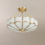 Solara Ceiling Light Frosted Glass Petal Brass Art - Letslighting