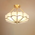 Solara Ceiling Light Frosted Glass Petal Brass Art - Letslighting
