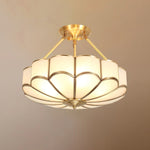 Solara Ceiling Light Frosted Glass Petal Brass Art - Letslighting
