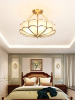 Solara Ceiling Light Frosted Glass Petal Brass Art - Letslighting