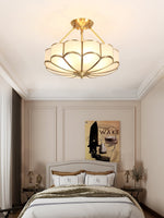 Solara Ceiling Light Frosted Glass Petal Brass Art - Letslighting