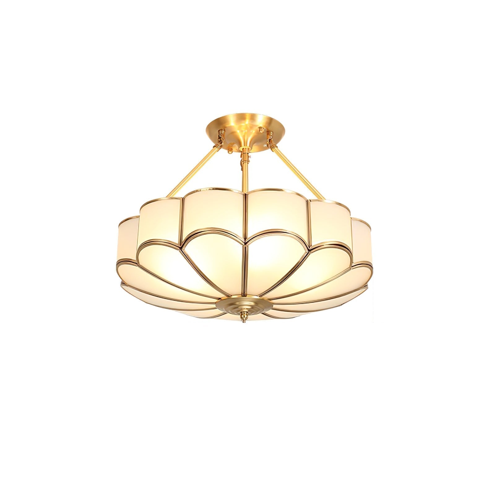 Solara Ceiling Light Frosted Glass Petal Brass Art - Letslighting