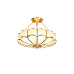 Solara Ceiling Light Frosted Glass Petal Brass Art - Letslighting