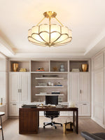 Solara Ceiling Light Frosted Glass Petal Brass Art - Letslighting