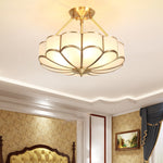Solara Ceiling Light Frosted Glass Petal Brass Art - Letslighting