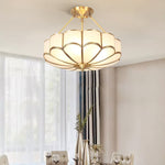 Solara Ceiling Light Frosted Glass Petal Brass Art - Letslighting