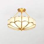 Solara Ceiling Light Frosted Glass Petal Brass Art - Letslighting
