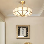 Solara Ceiling Light Frosted Glass Petal Brass Art - Letslighting